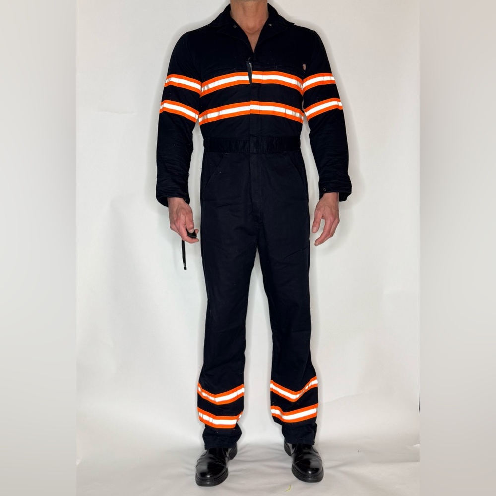 Black Coverall with Reflective Stripes